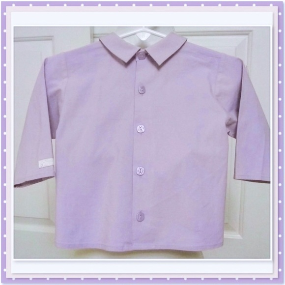 🆕 Lavender LA Petite Ourse Overalls + L/S Button Down Top Set 0-6mos NWT - Picture 8 of 10